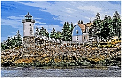 Isle au Haut Lighthouse in Midcoast Maine - Digital Painting
